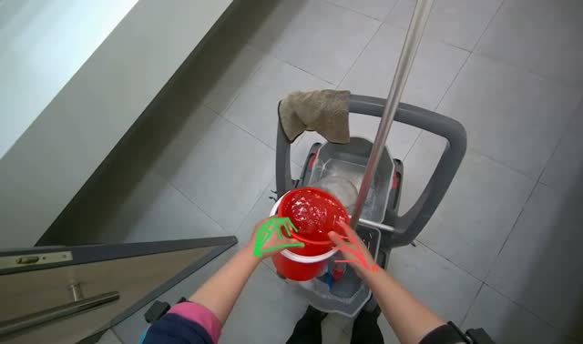 Preparing cleaning solution and mop: egocentric robotics sample