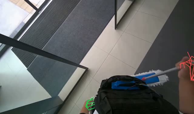 Cleaning glass door frame: egocentric robotics sample