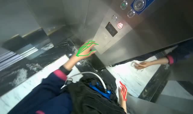 Wiping elevator interior: egocentric robotics sample