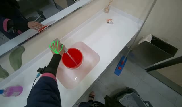 Filling cleaning cart with water: egocentric robotics sample