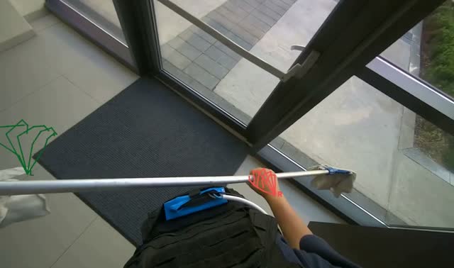 Cleaning glass windows with mop: egocentric robotics sample
