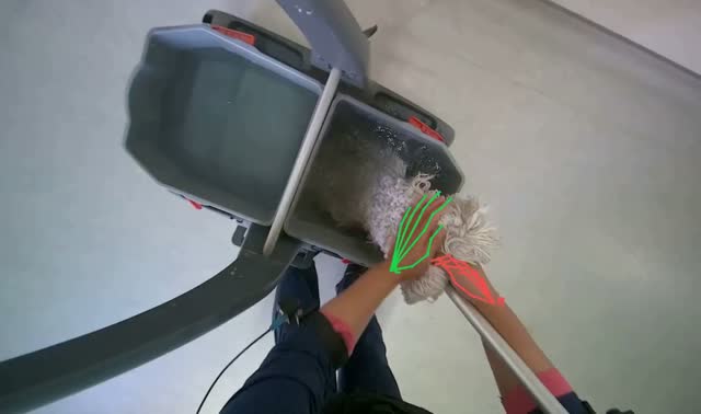 Washing cleaning cloth in bucket: egocentric robotics sample