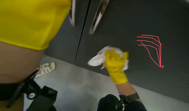 Wiping kitchen cabinets exterior: egocentric robotics sample