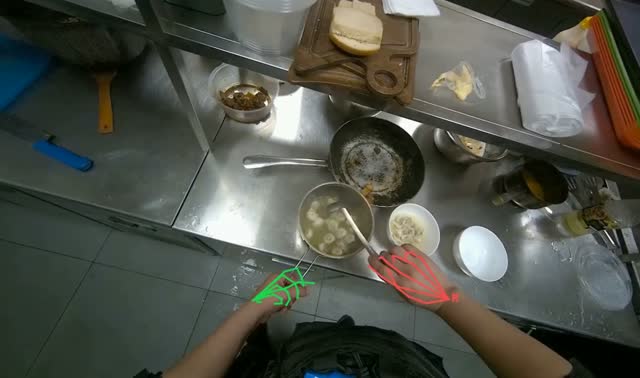 Serving cooked items into bowls: egocentric robotics sample