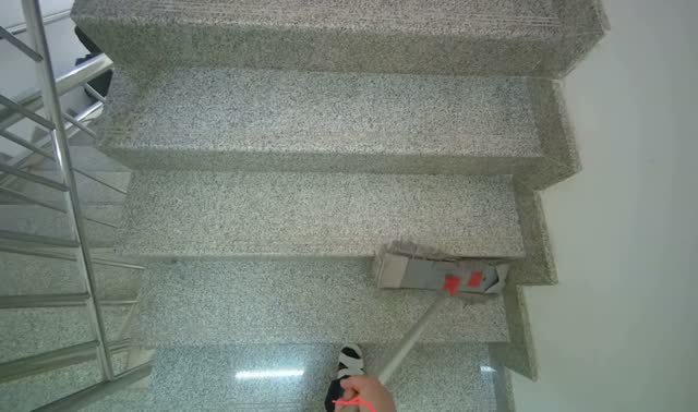 Mopping stairwell floor and stairs: egocentric robotics sample