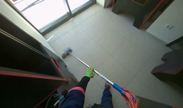 Mopping floor in corner: egocentric robotics sample