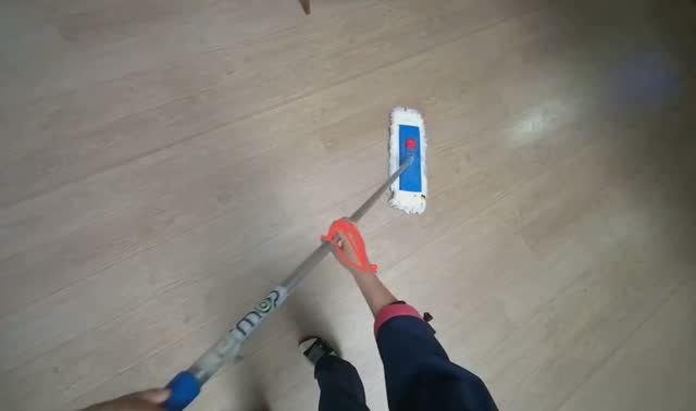 Mopping floor in hallway: egocentric robotics sample