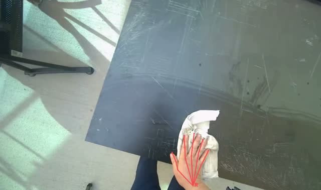 Wiping outdoor table surface: egocentric robotics sample