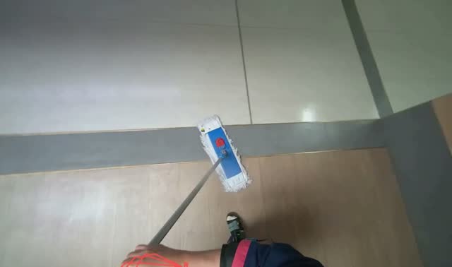 Mopping wooden floor: egocentric robotics sample