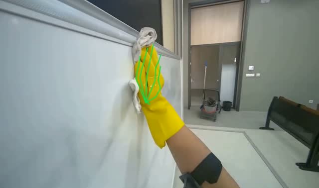 Cleaning whiteboard surface: egocentric robotics sample