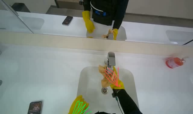 Cleaning bathroom sinks and faucets: egocentric robotics sample