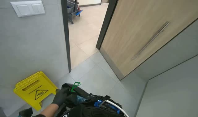 Emptying and lining restroom trash bins: egocentric robotics sample
