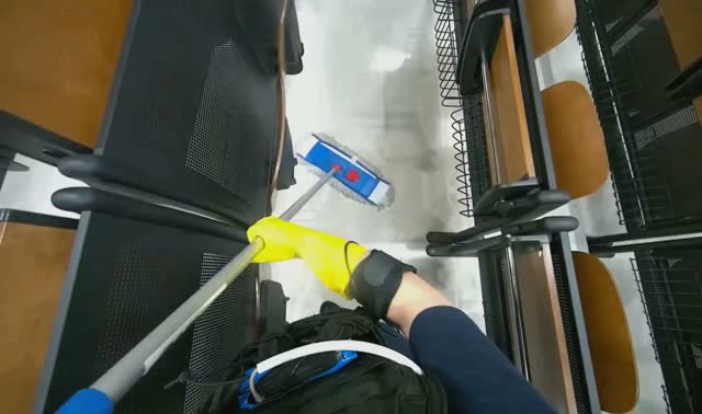 Mopping lecture hall floor: egocentric robotics sample
