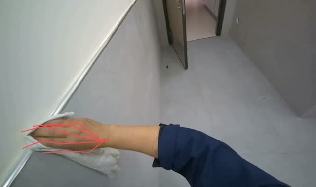 Wiping wall trim and door frames: egocentric robotics sample