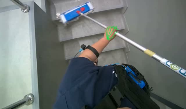 Mopping floor and stairs: egocentric robotics sample