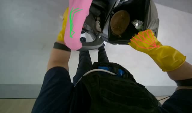 Emptying trash into cart: egocentric robotics sample