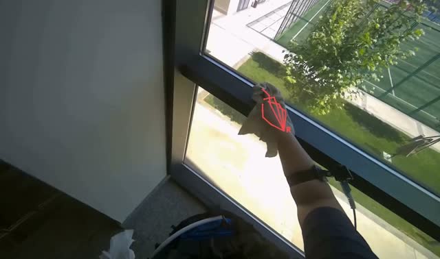 Wiping glass door and railing: egocentric robotics sample