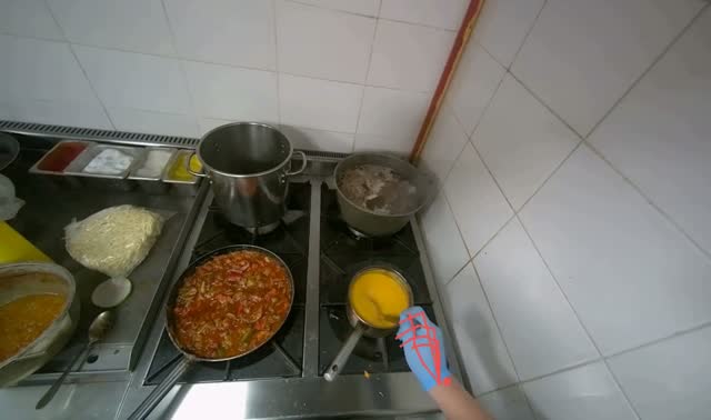 Stirring sauce in pot: egocentric robotics sample