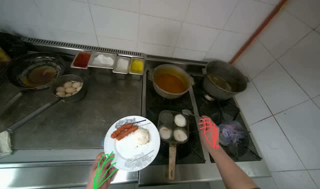 Transferring cooked eggs to plate: egocentric robotics sample
