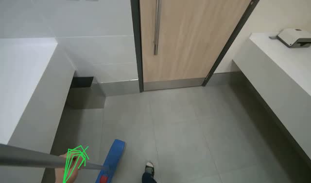 Transporting cleaning equipment: egocentric robotics sample