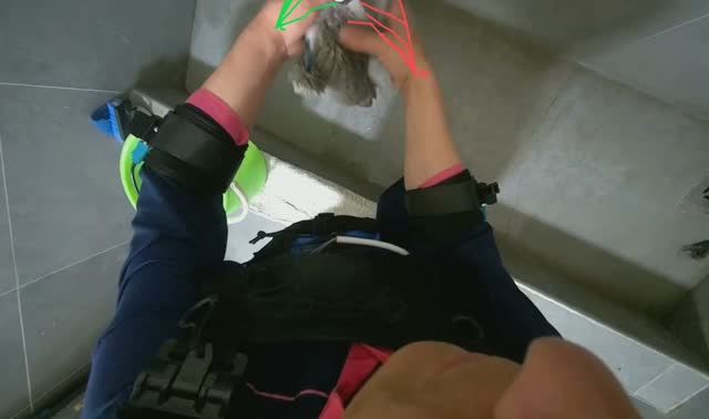 Rinsing and squeezing mop head: egocentric robotics sample