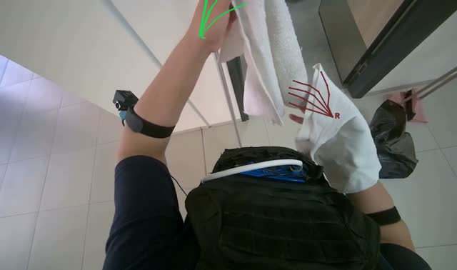 Attaching cloth to cleaning pole: egocentric robotics sample