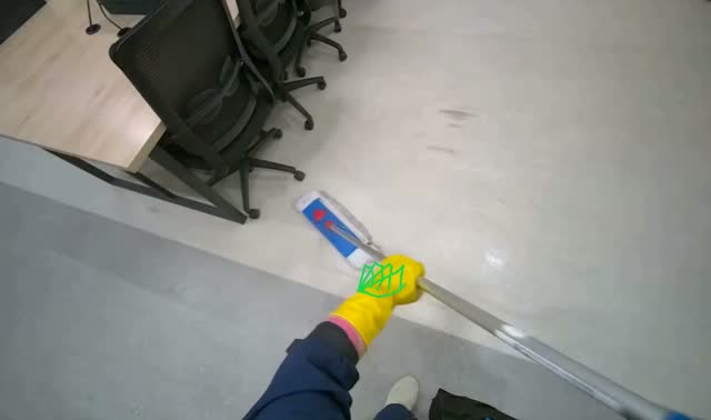Mopping room floor: egocentric robotics sample