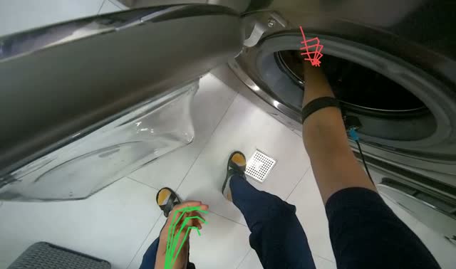 Unloading laundry from machines: egocentric robotics sample