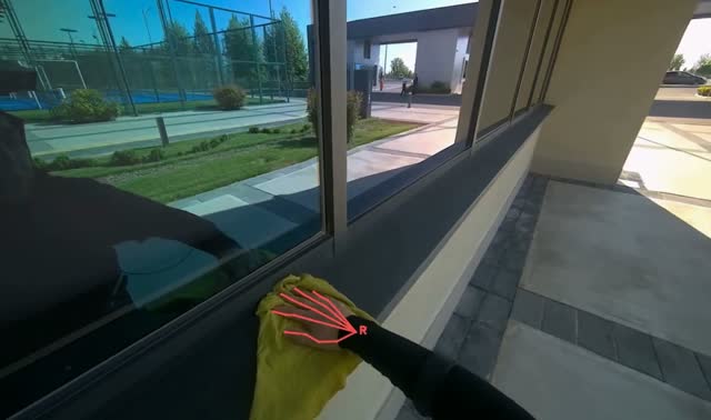 Wiping window frame: egocentric robotics sample
