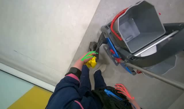 Preparing trash bag in cart: egocentric robotics sample