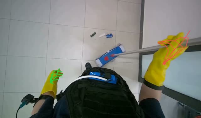 Mopping lecture hall floor: egocentric robotics sample