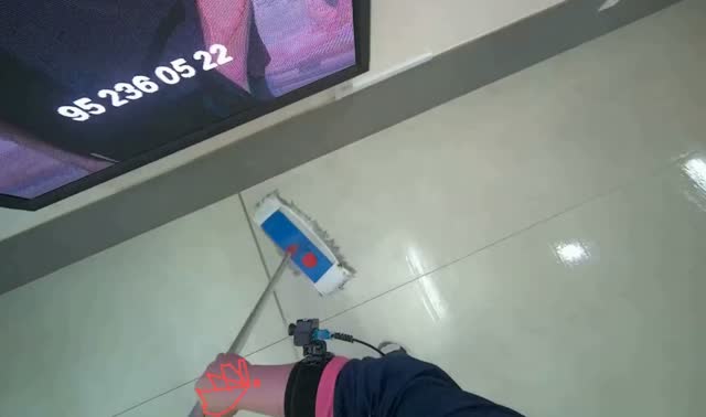 Mopping tiled hallway floor: egocentric robotics sample