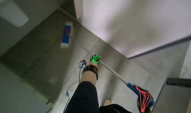 Mopping bathroom floor: egocentric robotics sample
