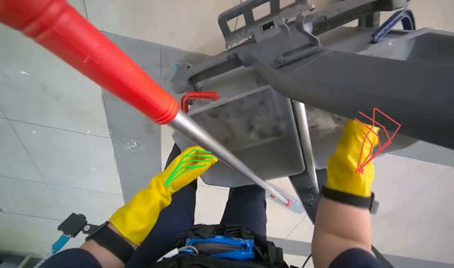 Cleaning and wringing mop: egocentric robotics sample