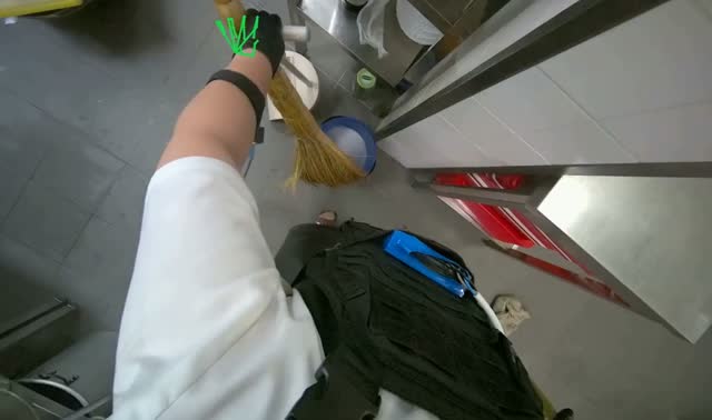 Sweeping kitchen floor: egocentric robotics sample