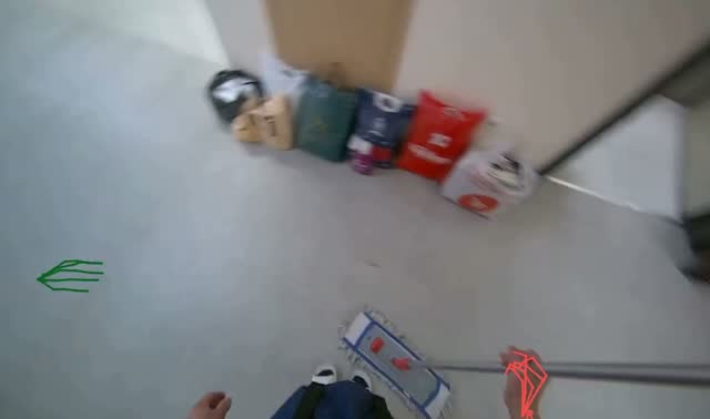 Mopping hallway floor: egocentric robotics sample