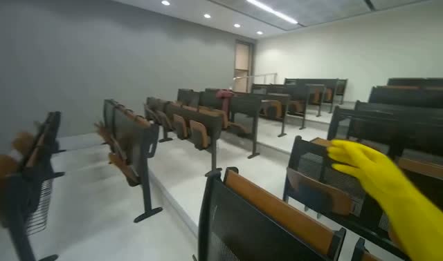 Adjusting lecture hall desks and chairs: egocentric robotics sample