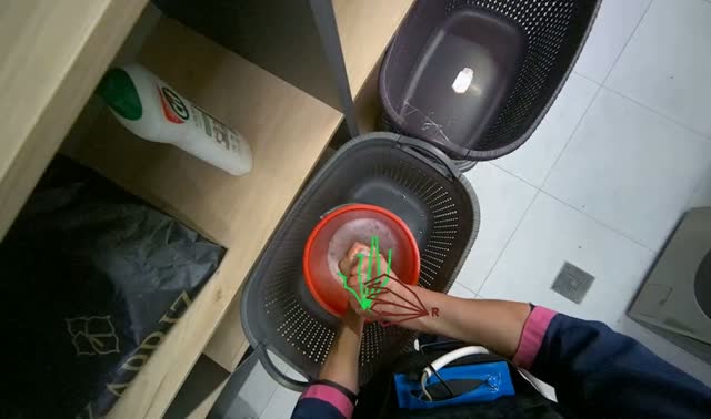 Cleaning laundry basket and item: egocentric robotics sample