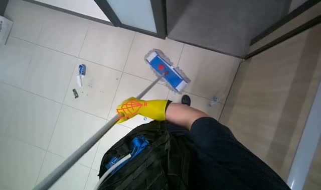 Mopping lecture hall floor: egocentric robotics sample