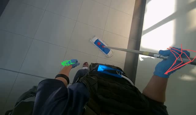 Wringing mop in bucket: egocentric robotics sample