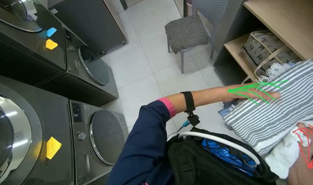 Folding clothes from cabinet and placing into plastic bag: egocentric robotics sample