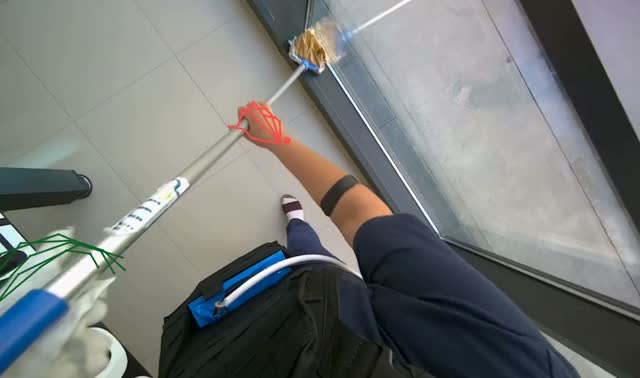 Cleaning windows with mop: egocentric robotics sample