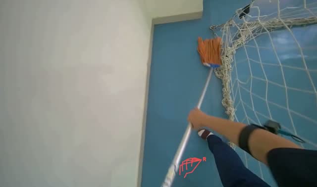 Cleaning wall with mop: egocentric robotics sample