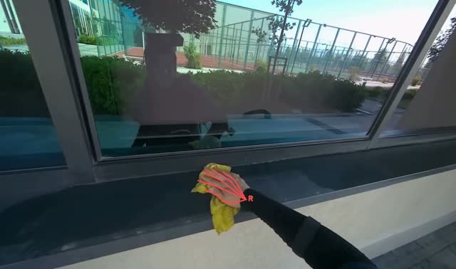 Wiping window frame: egocentric robotics sample