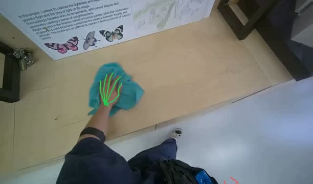 Wiping wooden display surface: egocentric robotics sample