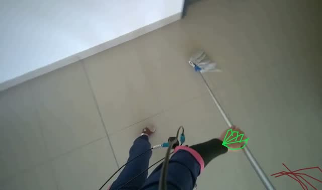 Mopping floor in pool area: egocentric robotics sample