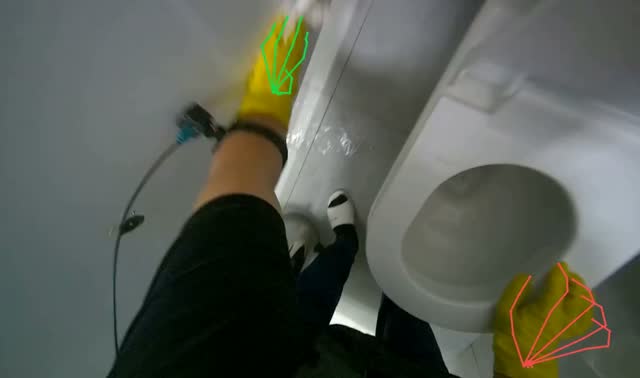 Cleaning toilet and surrounding area: egocentric robotics sample