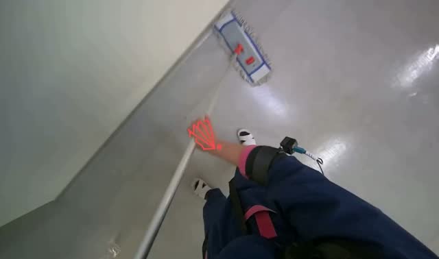 Mopping hallway floor: egocentric robotics sample