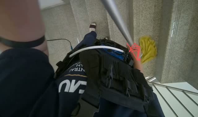 Mopping building stairs: egocentric robotics sample