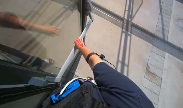 Mopping floor with mop: egocentric robotics sample
